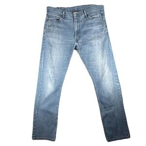 Levi's 513 Slim Straight Jeans Mens 38x34 Blue Denim Light Wash Casual Pants